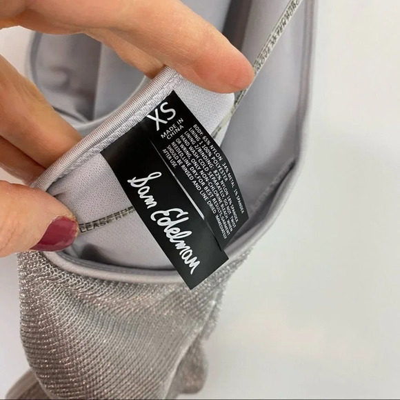 Sam Edelman Silver Mesh Halter Bathing Suit Womens XS One Piece Swim NWT New - Picture 14 of 16